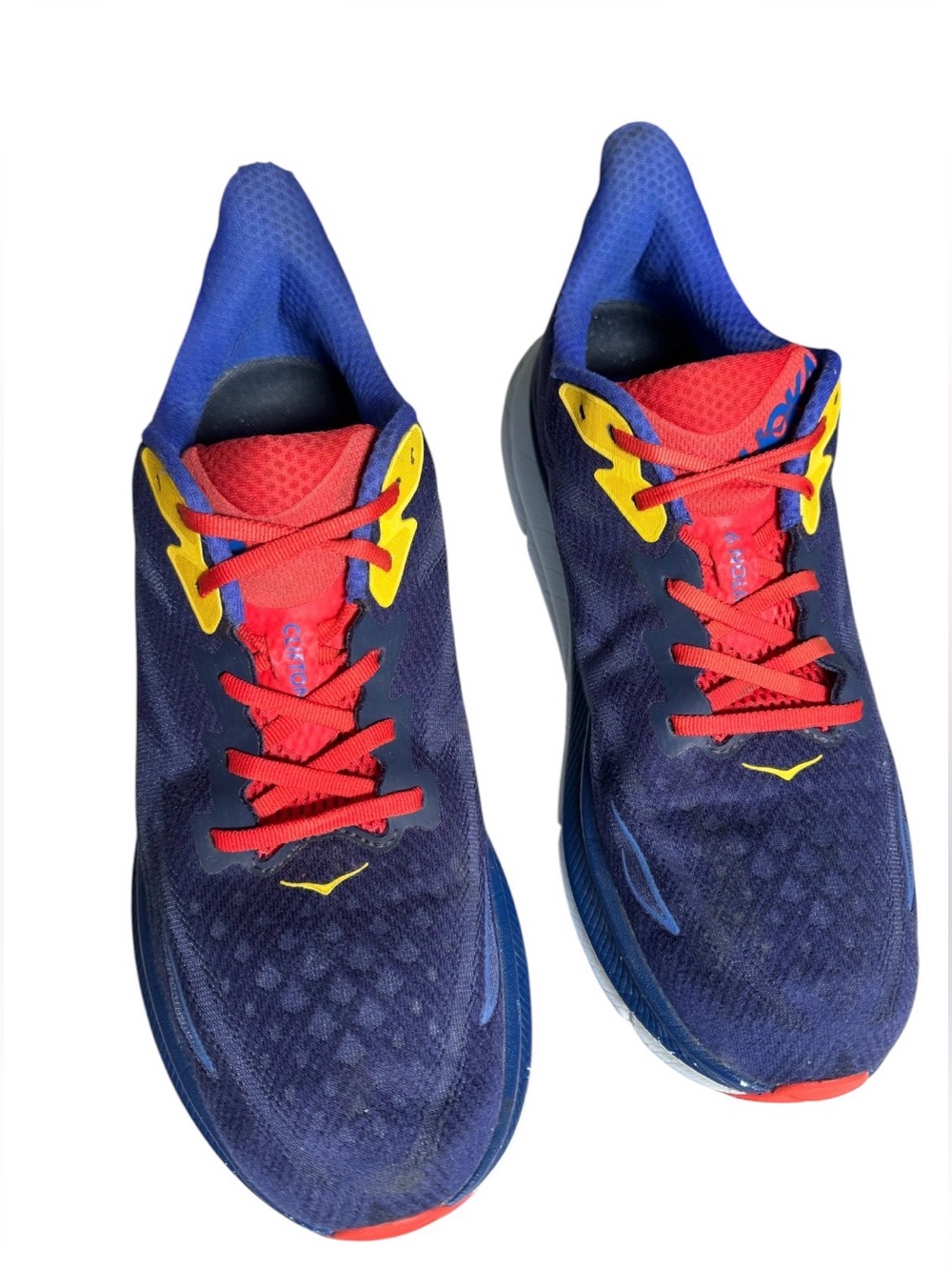 Hoka One One Men's Running Shoes in Navy, Red & Yellow